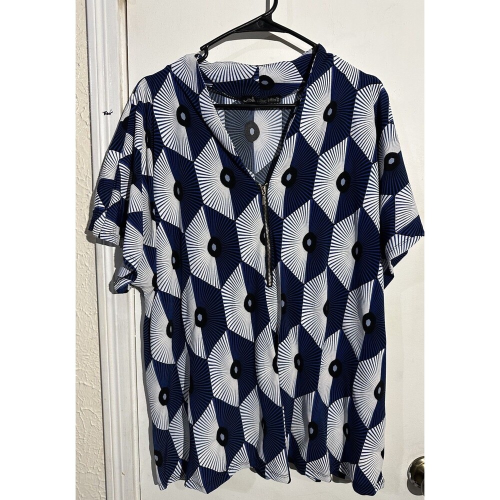 80 Park Geometric Print Blouse, Size 2X